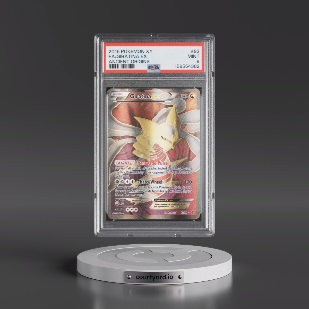 2015 Pokémon XY Ancient Origins Giratina EX - Holo Full Art #93 PSA 9