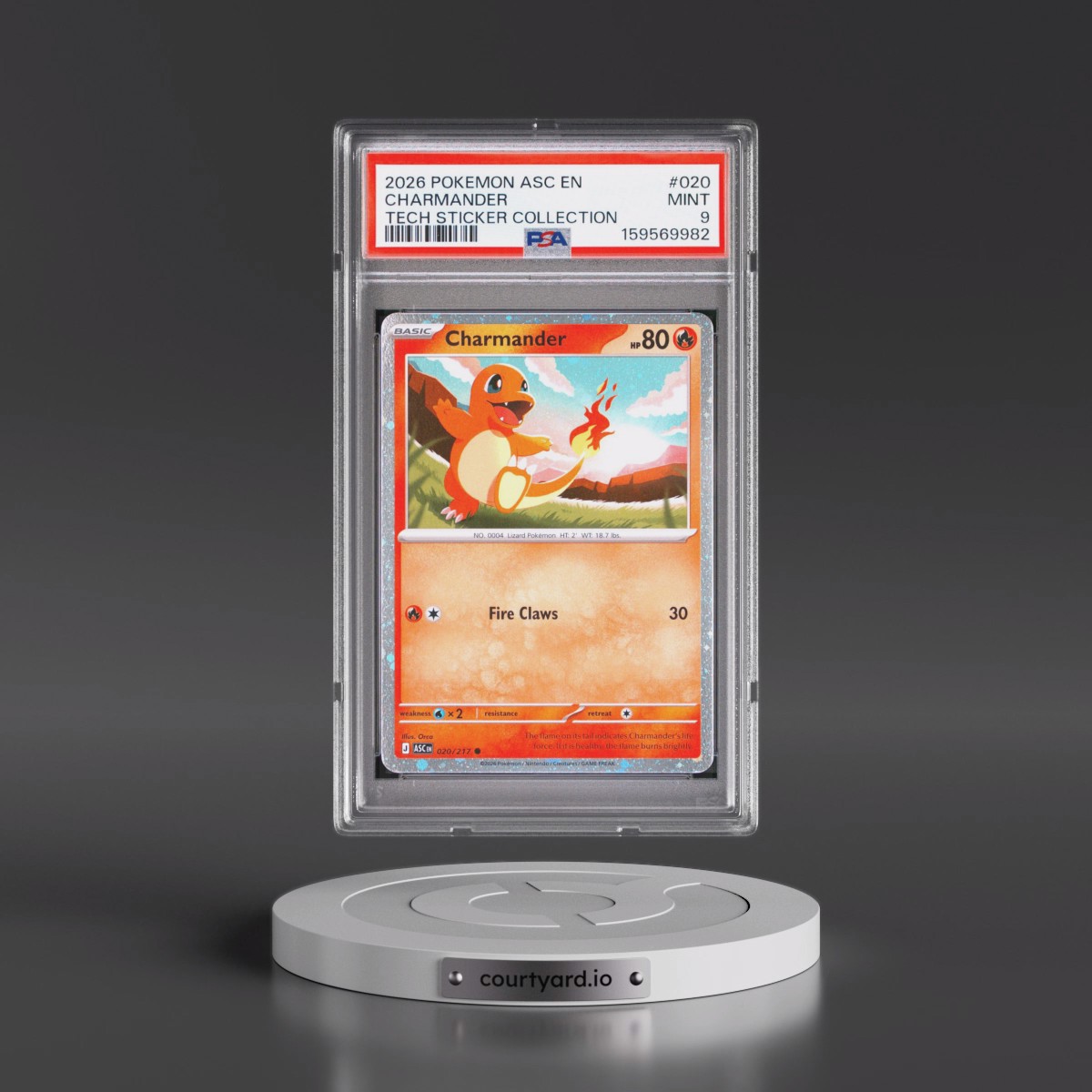 2026 Pokémon Asc EN-Ascended Heroes #020 Charmander - Tech Sticker Collection (PSA 9 MINT)