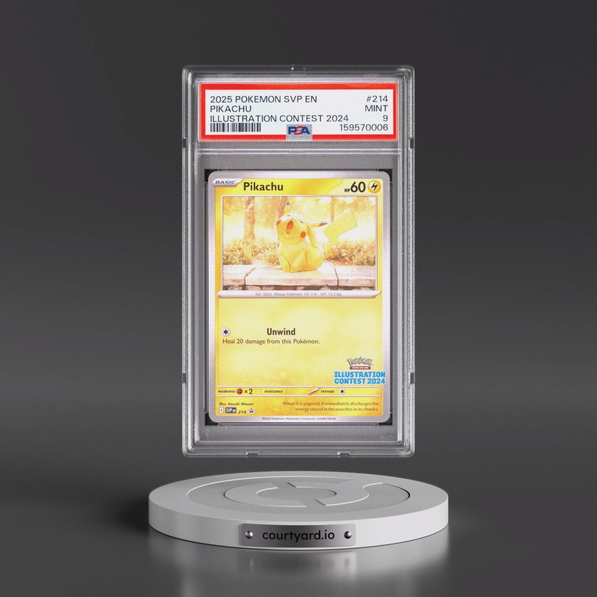 2025 Pokémon Svp EN-SV Black Star Promo #214 Pikachu - Illustration Contest 2024 (PSA 9 MINT)
