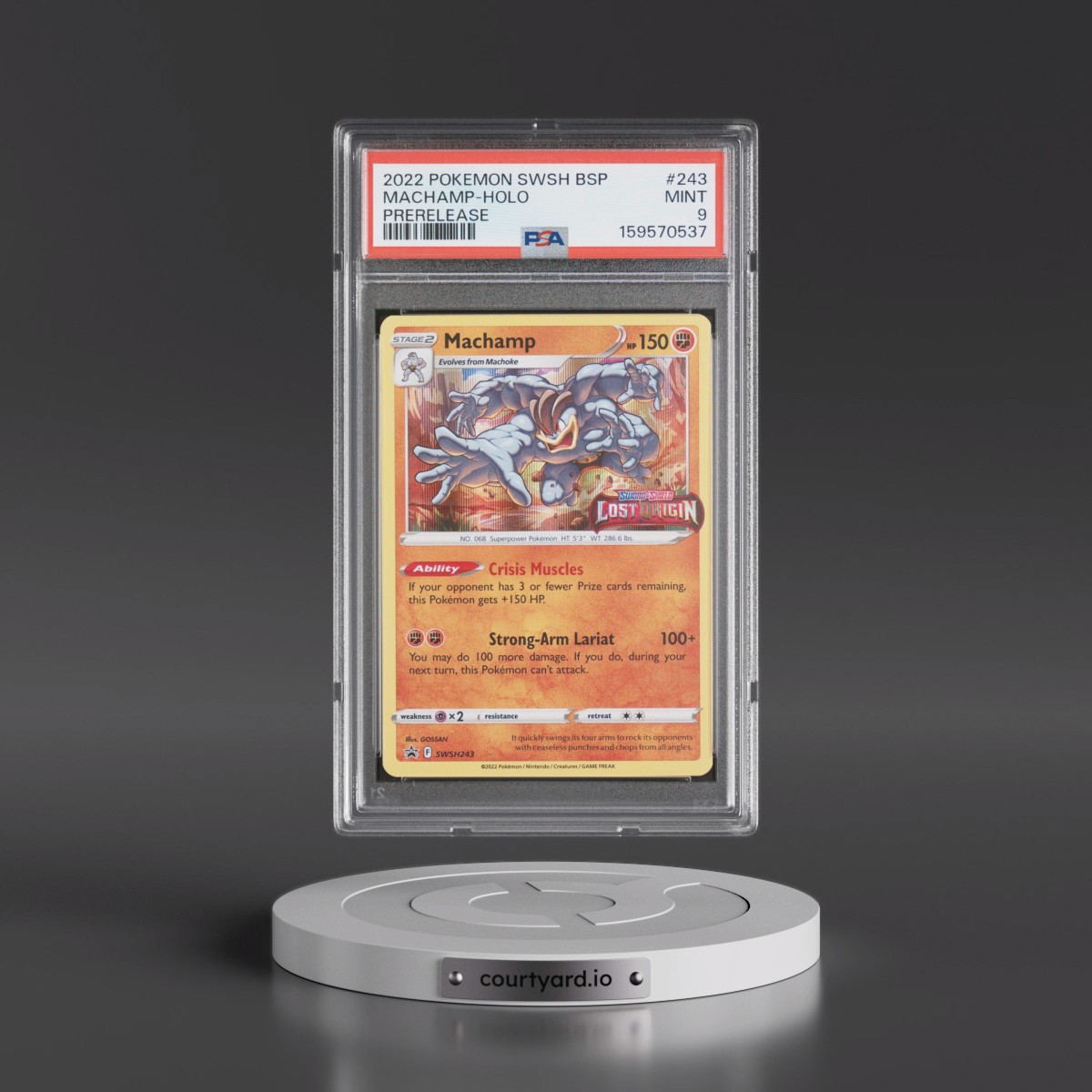 2022 Pokémon Swsh Black Star Promo #243 Machamp - Holo Prerelease (PSA 9 MINT)