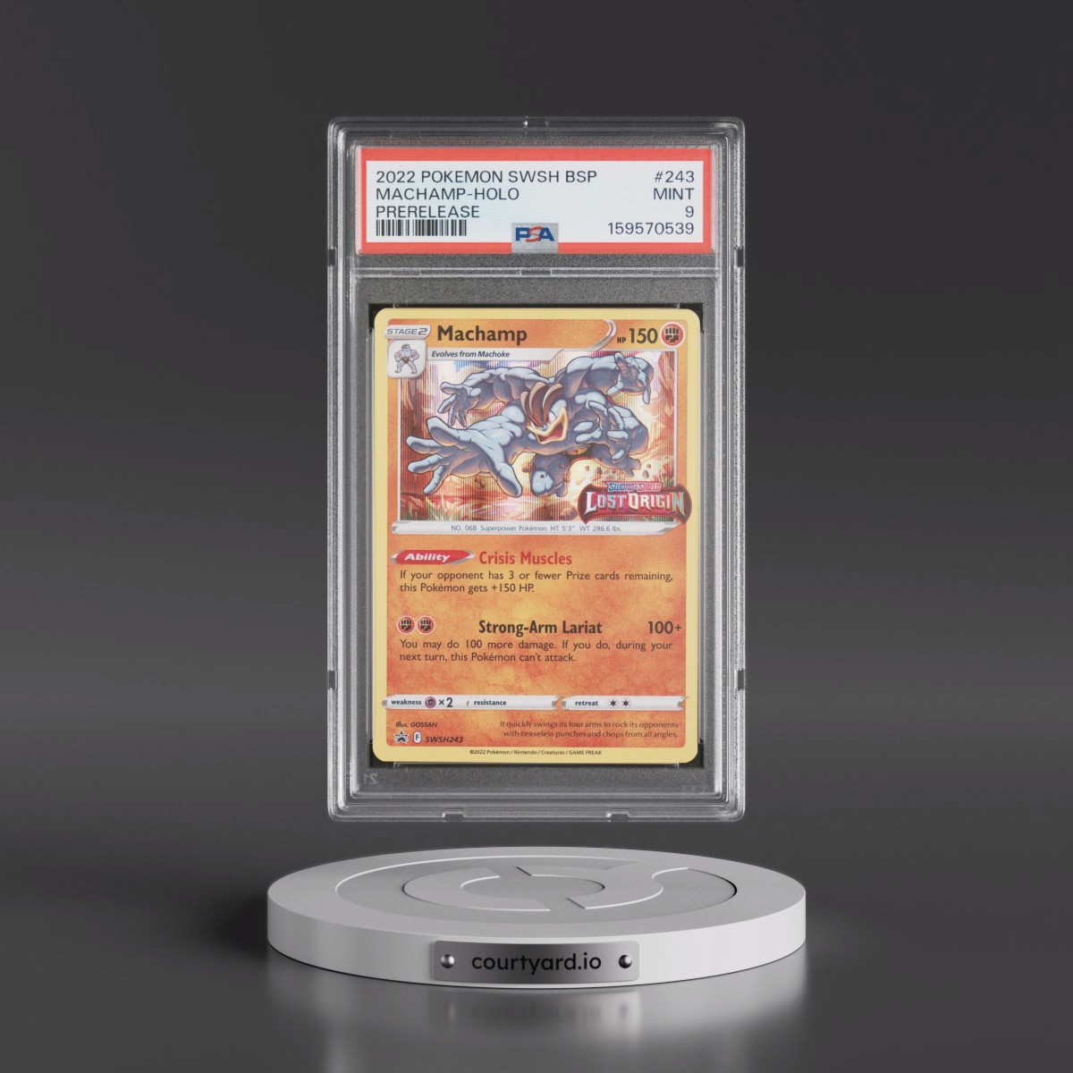 2022 Pokémon Swsh Black Star Promo #243 Machamp - Holo Prerelease (PSA 9 MINT)