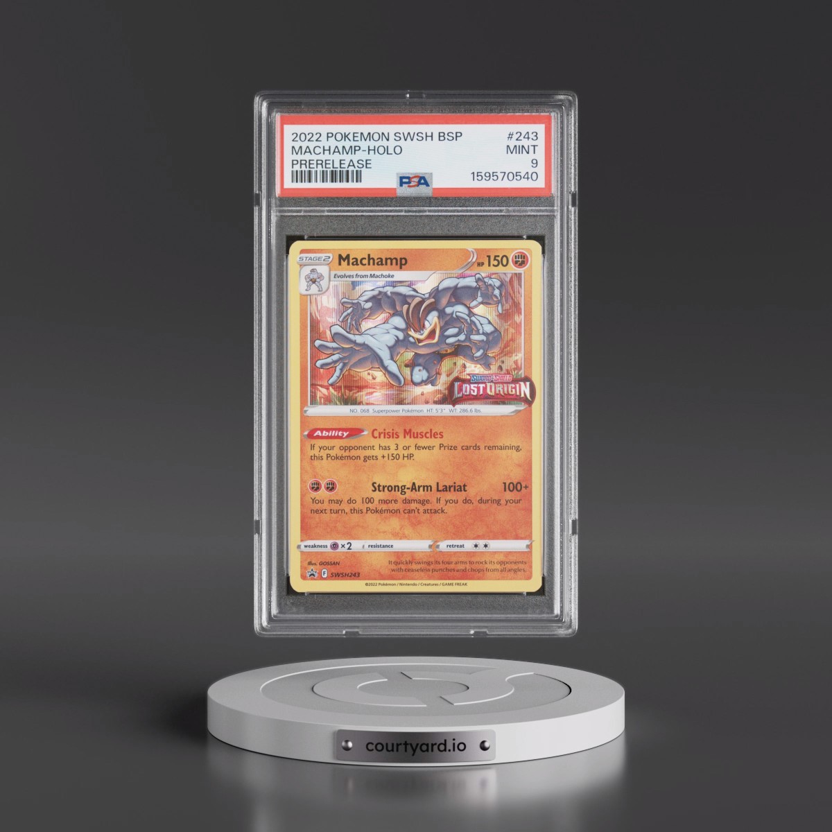 2022 Pokémon Swsh Black Star Promo #243 Machamp - Holo Prerelease (PSA 9 MINT)