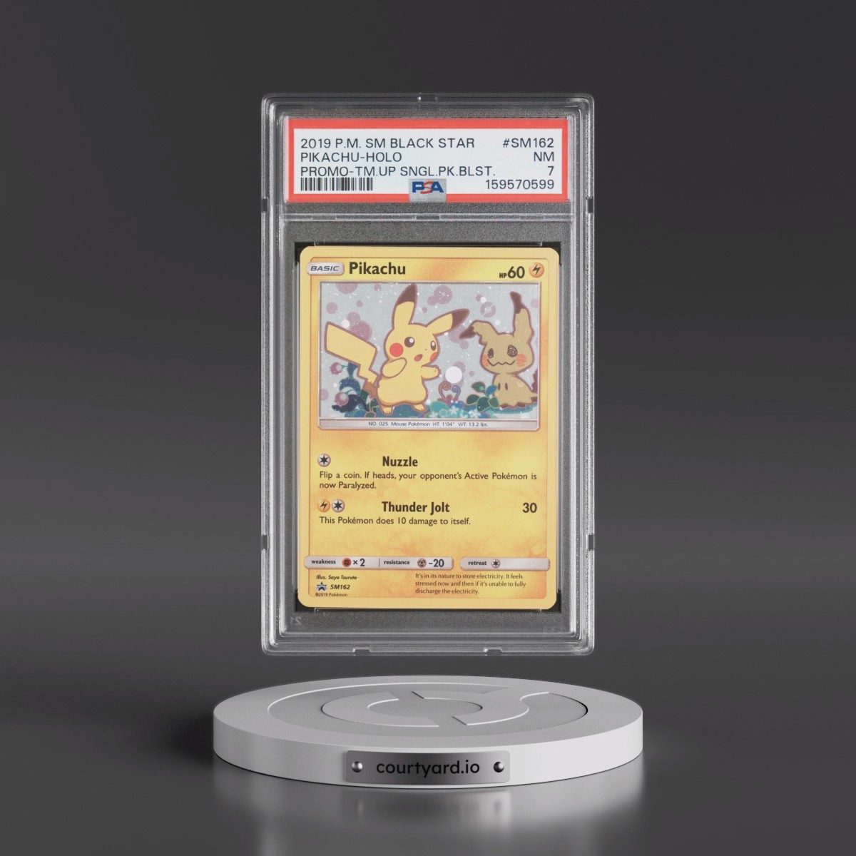 2019 Pokémon SM Black Star Promo #SM162 Pikachu - Holo Team Up Single Pack Blisters (PSA 7 NM)