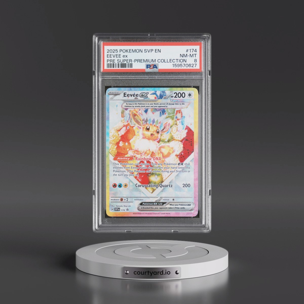 2025 Pokémon Svp EN-SV Black Star Promo #174 Eevee EX - Holo Prismatic Evolutions Super-Premium Collection (PSA 8 NM-MT)
