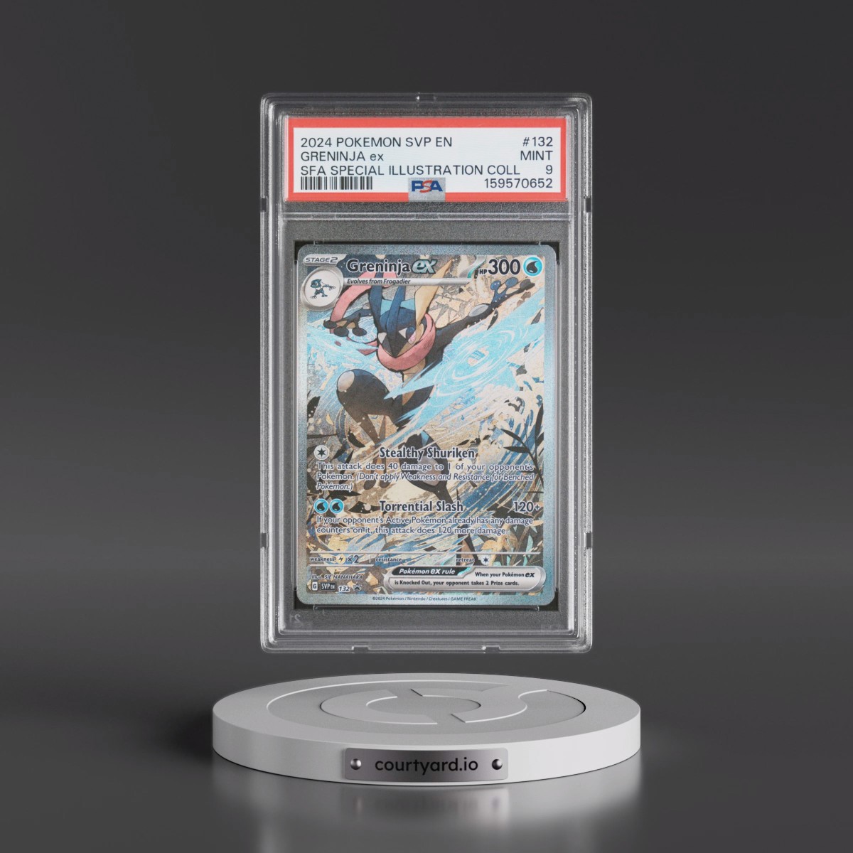 2024 Pokémon Svp EN-SV Black Star Promo #132 Greninja EX - Holo Shrouded Fable Special Illustration Collection (PSA 9 MINT)