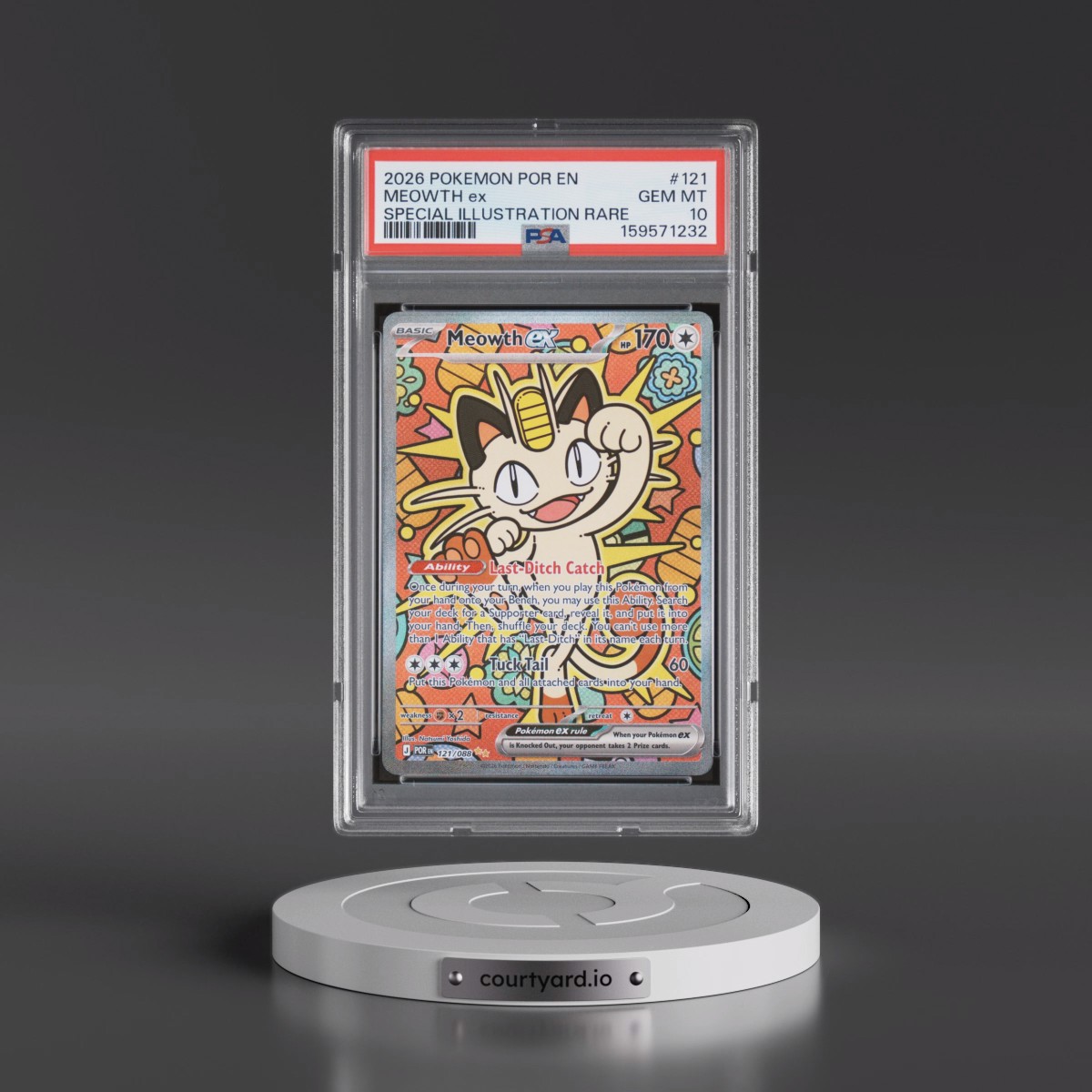 2026 Pokémon Por EN-Perfect Order #121 Meowth EX - Holo Special Illustration Rare (PSA 10 GEM MINT)