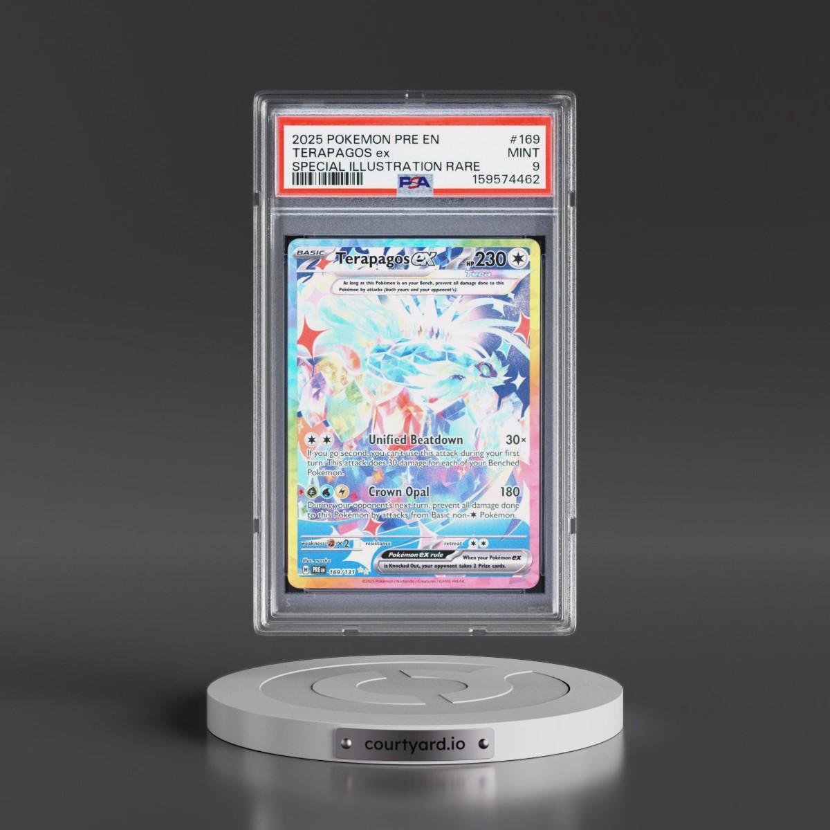 2025 Pokémon Pre EN-Prismatic Evolutions #169 Terapagos EX - Holo Special Illustration Rare (PSA 9 MINT)