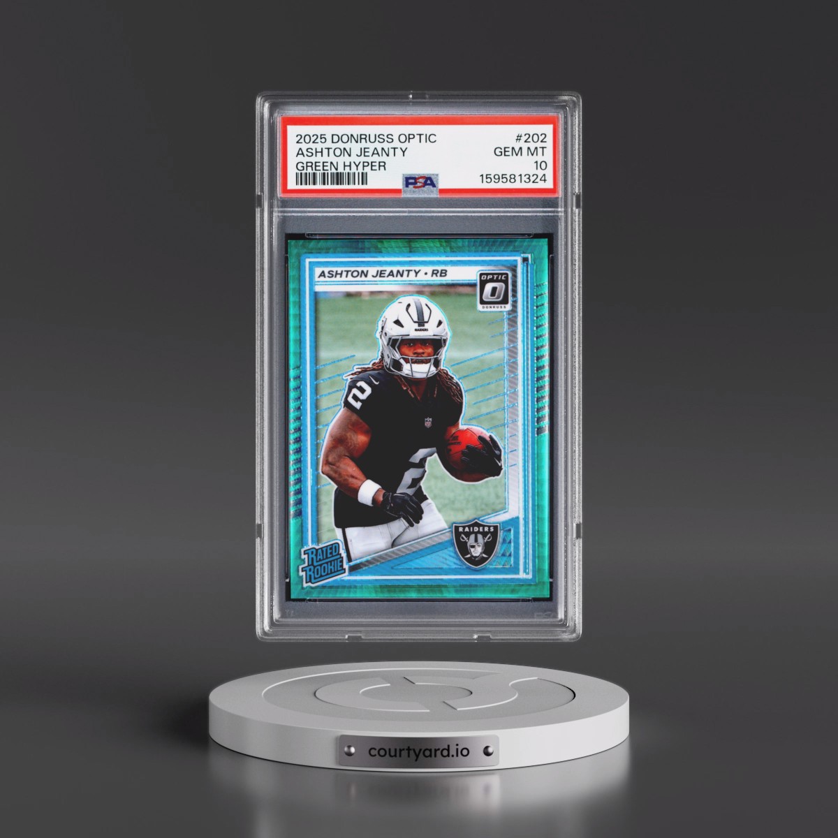 2025 Panini Donruss Optic #202 Ashton Jeanty - Green Hyper (PSA 10 GEM MINT)