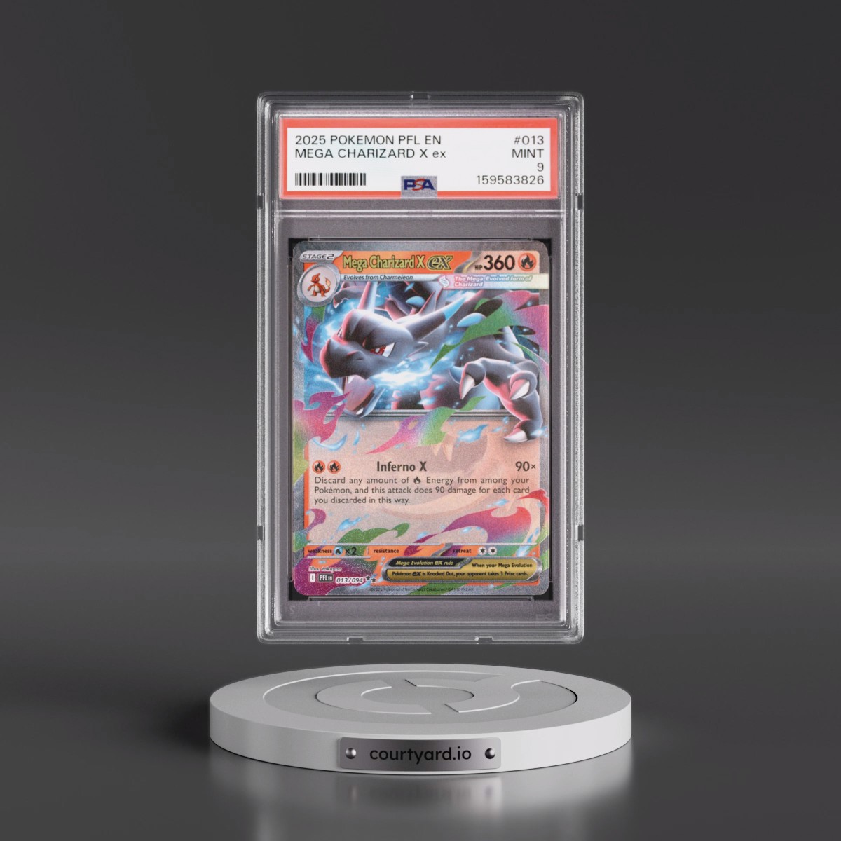 2025 Pokémon Pfl EN-Phantasmal Flames #013 Mega Charizard X EX - Holo (PSA 9 MINT)