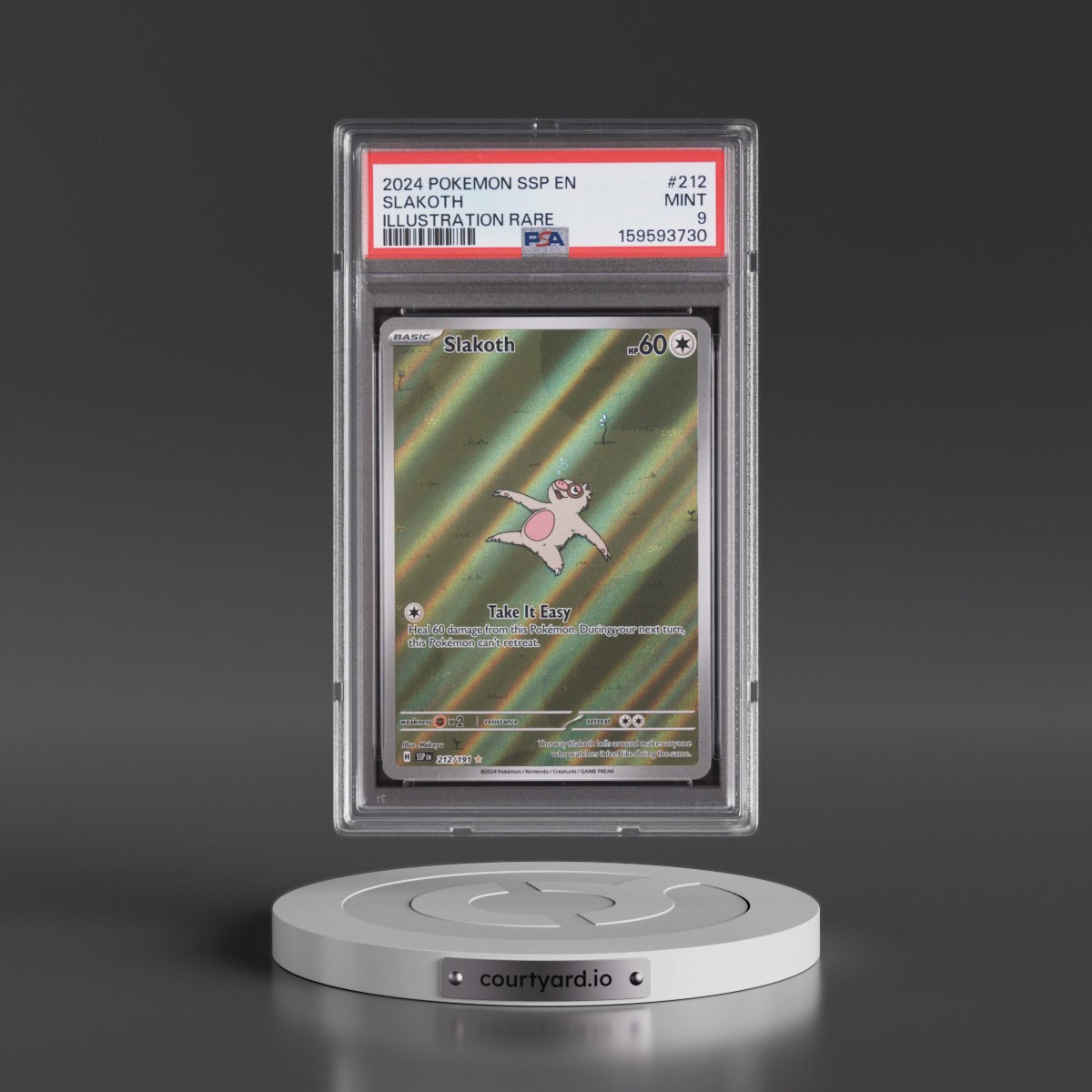 2024 Pokémon Ssp EN-Surging Sparks #212 Slakoth - Illustration Rare (PSA 9 MINT)