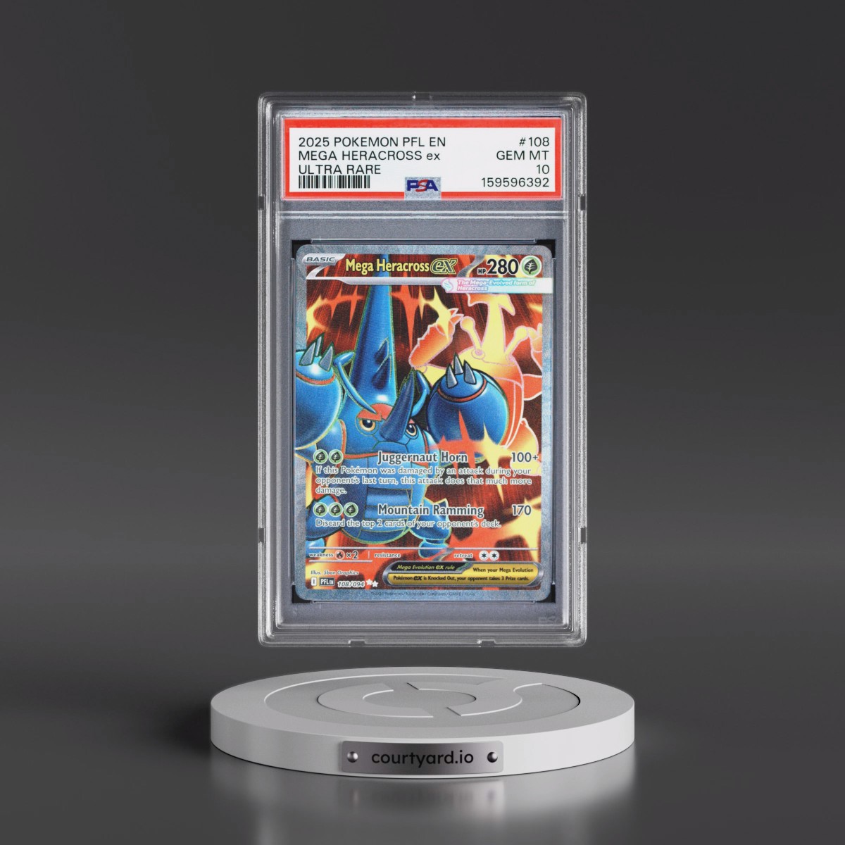 2025 Pokémon Pfl EN-Phantasmal Flames #108 Mega Heracross EX - Holo Ultra Rare (PSA 10 GEM MINT)