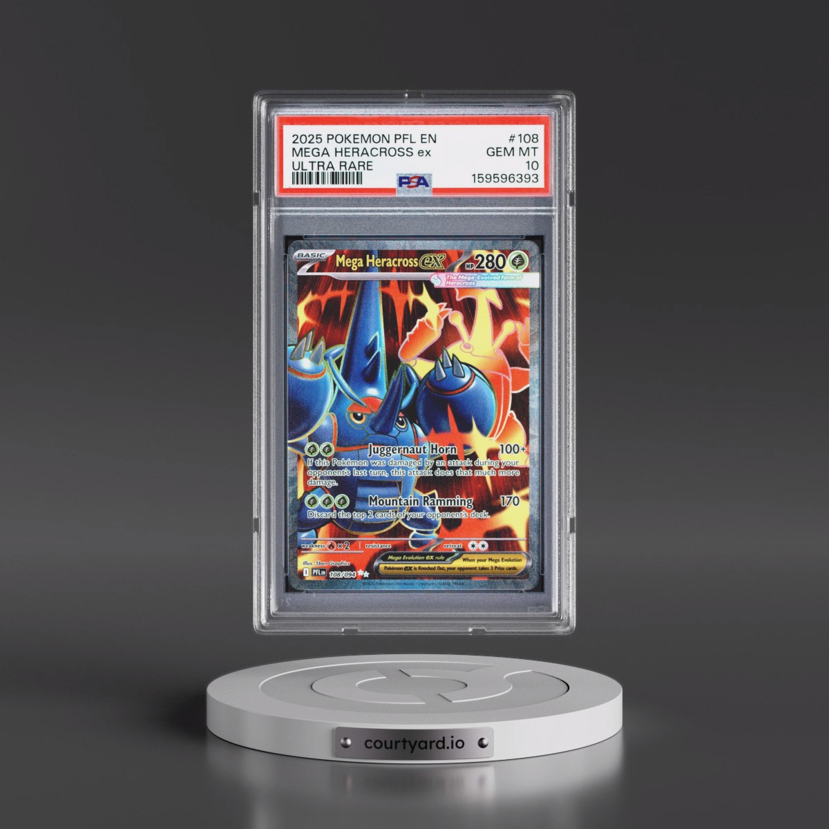 2025 Pokémon Pfl EN-Phantasmal Flames #108 Mega Heracross EX - Holo Ultra Rare (PSA 10 GEM MINT)