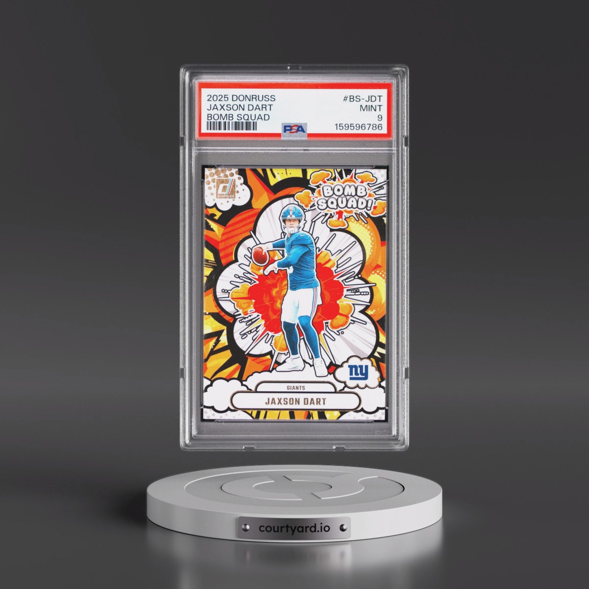 2025 Panini Donruss Bomb Squad #BS-JDT Jaxson Dart (PSA 9 MINT)