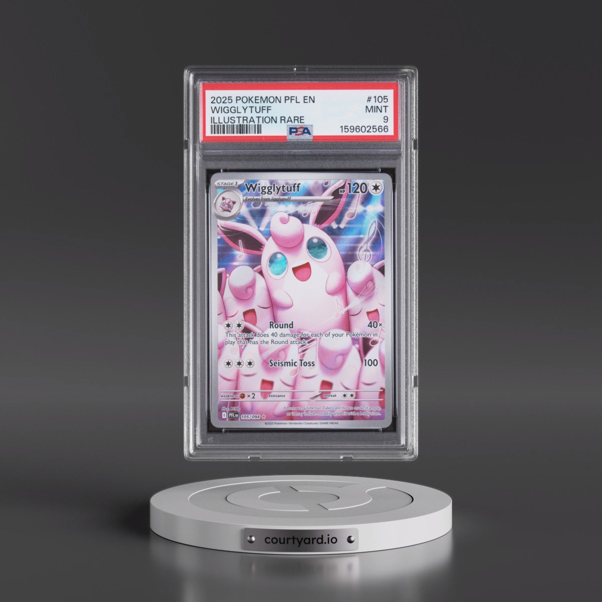2025 Pokémon Pfl EN-Phantasmal Flames #105 Wigglytuff - Illustration Rare (PSA 9 MINT)