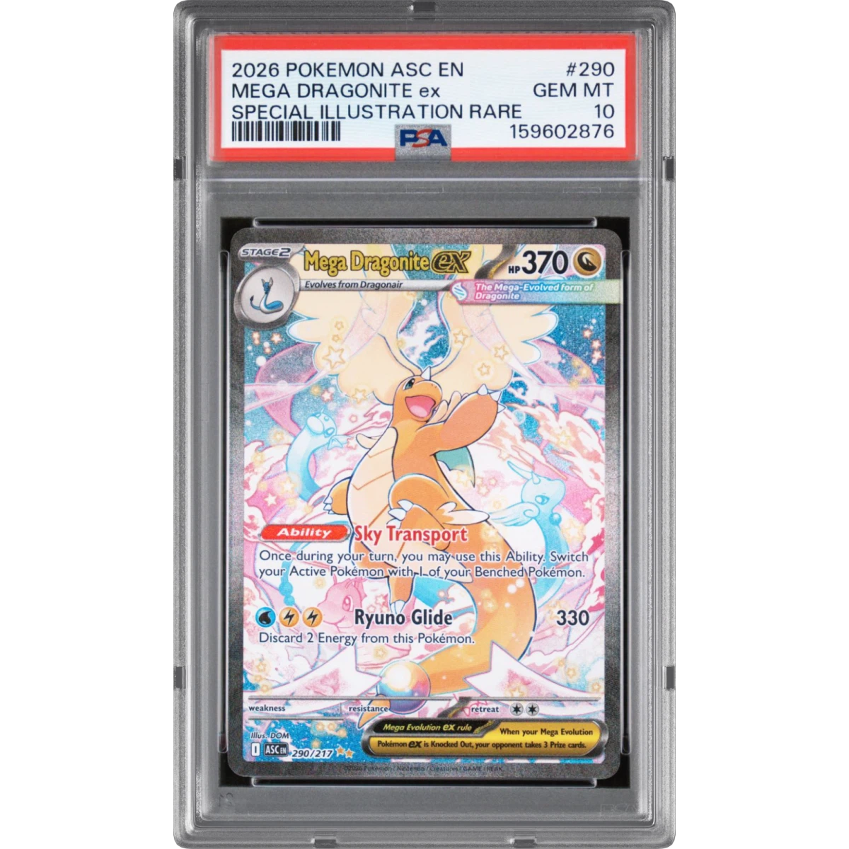 2026 Pokémon Asc EN-Ascended Heroes #290 Mega Dragonite EX - Holo Special Illustration Rare (PSA 10 GEM MINT)
