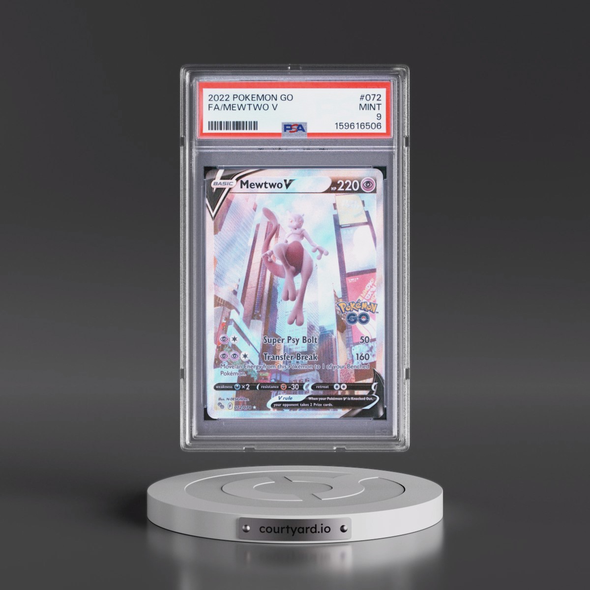 2022 Pokémon Go #072 Mewtwo V - Holo Full Art (PSA 9 MINT)