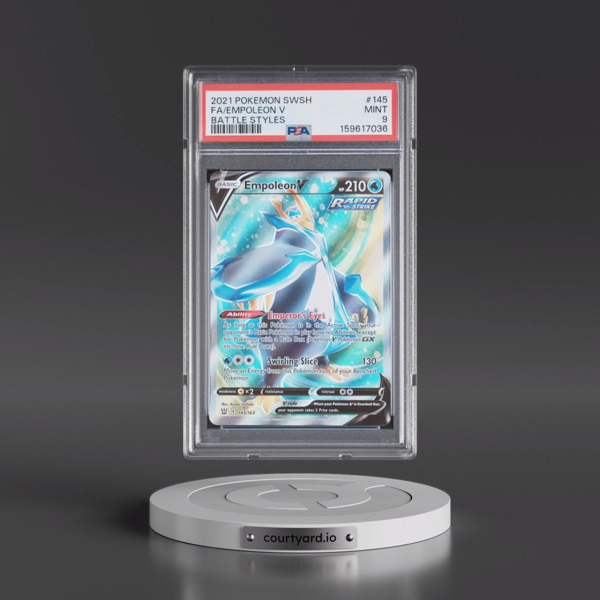 2021 Pokémon Sword & Shield Battle Styles #145 Empoleon V - Holo Full Art (PSA 9 MINT)