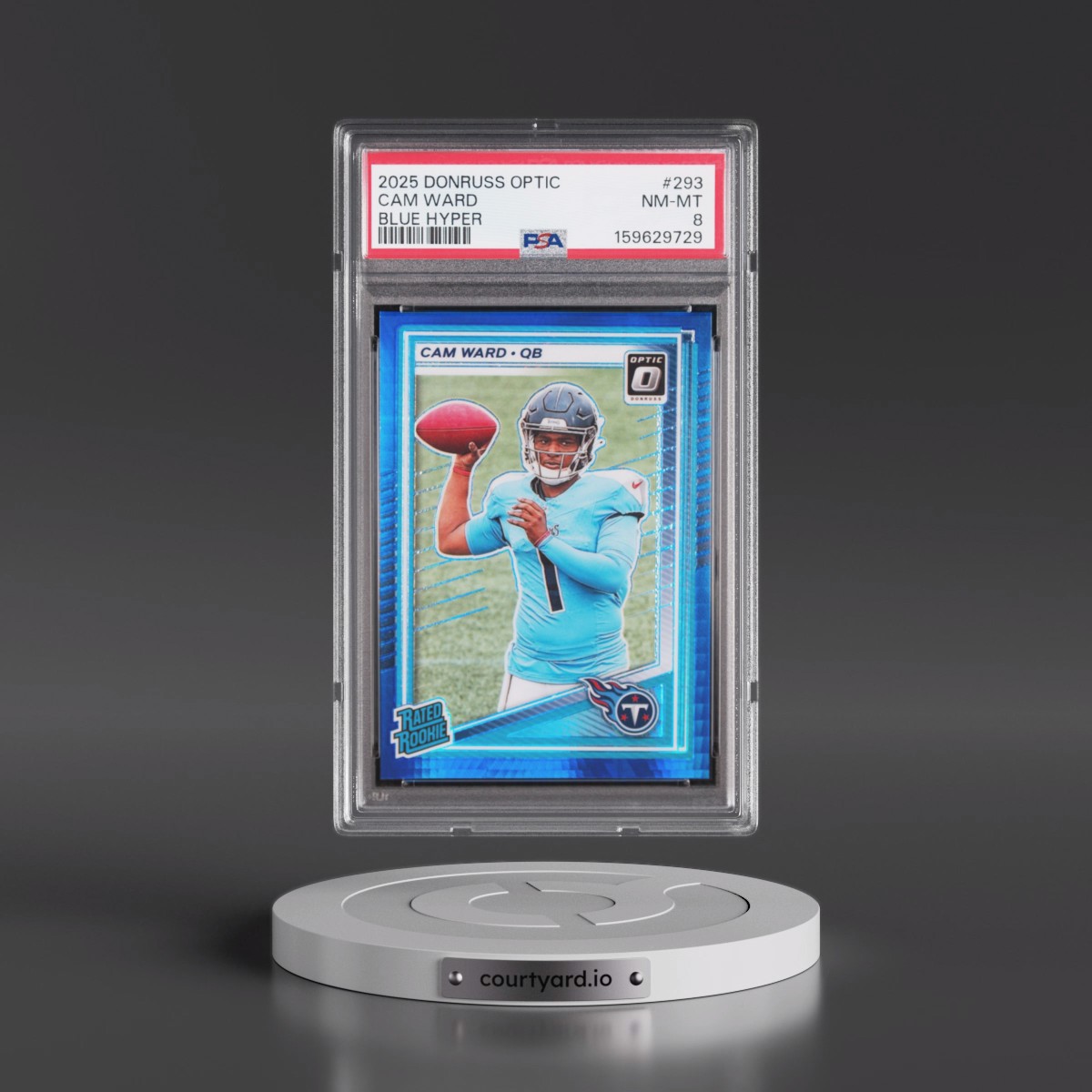 2025 Panini Donruss Optic #293 Cam Ward - Blue Hyper (PSA 8 NM-MT)
