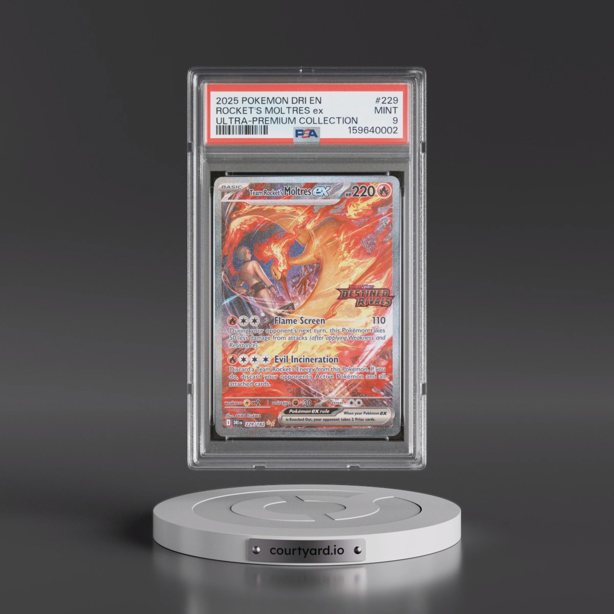 2025 Pokémon Dri EN-Destined Rivals #229 Team Rocket's Moltres EX - Holo Team Rocket's Moltres EX Ultra-Premium Collection (PSA 9 MINT)