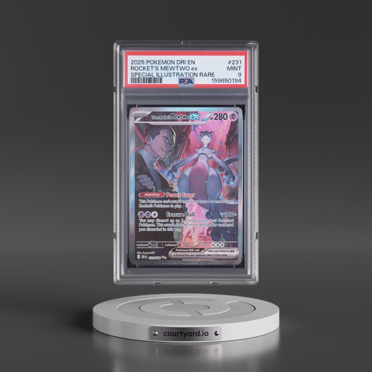 2025 Pokémon Dri EN-Destined Rivals #231 Team Rocket's Mewtwo EX - Holo Special Illustration Rare (PSA 9 MINT)