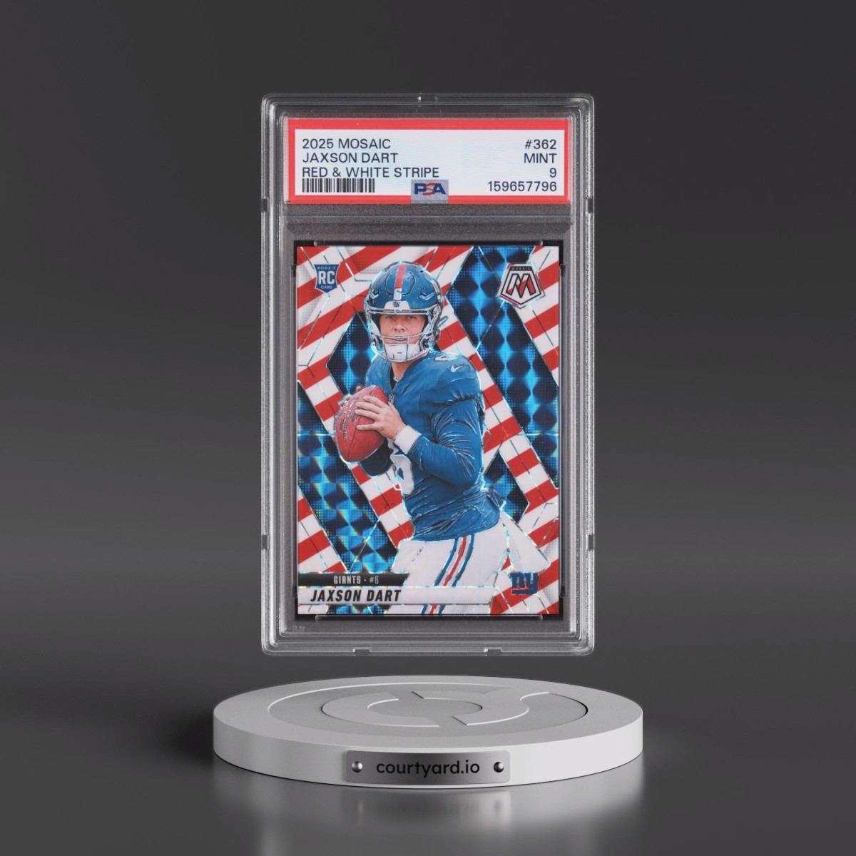 2025 Panini Mosaic #362 Jaxson Dart - Red & White Stripe (PSA 9 MINT)