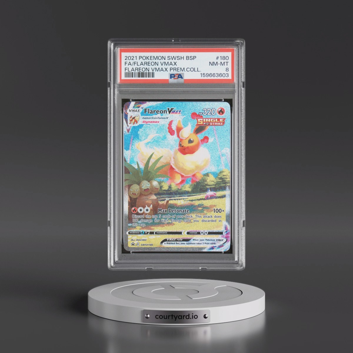 2021 Pokémon Swsh Black Star Promo #180 Flareon Vmax - Full Art Flareon Vmax Premium Collection (PSA 8 NM-MT)