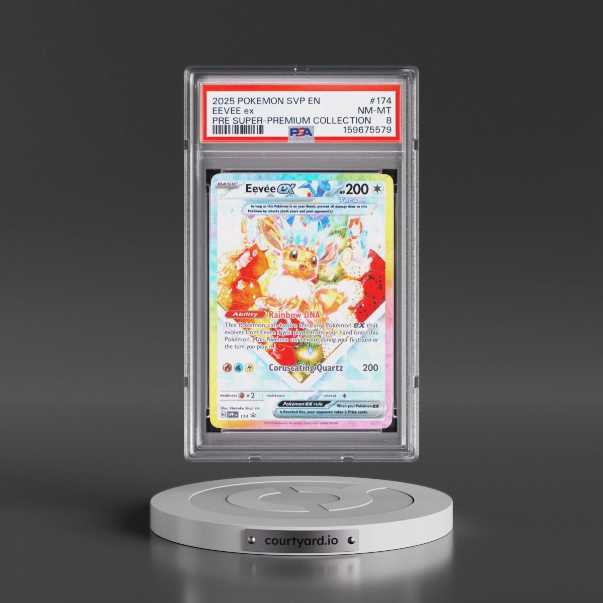2025 Pokémon Svp EN-SV Black Star Promo #174 Eevee EX - Holo Prismatic Evolutions Super-Premium Collection (PSA 8 NM-MT)