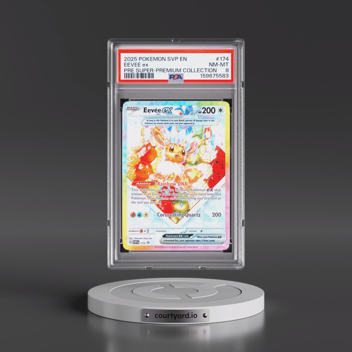 2025 Pokémon Svp EN-SV Black Star Promo #174 Eevee EX - Holo Prismatic Evolutions Super-Premium Collection (PSA 8 NM-MT)