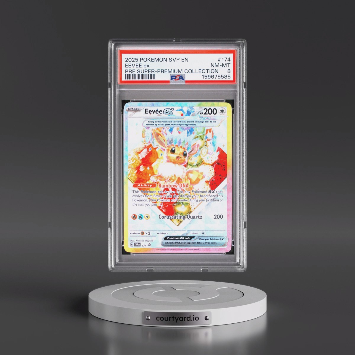 2025 Pokémon Svp EN-SV Black Star Promo #174 Eevee EX - Holo Prismatic Evolutions Super-Premium Collection (PSA 8 NM-MT)