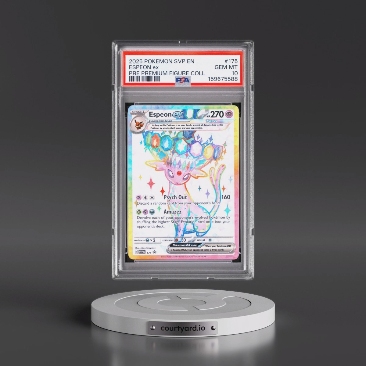 2025 Pokémon Svp EN-SV Black Star Promo #175 Espeon EX - Holo Prismatic Evolutions Premium Figure Collection (PSA 10 GEM MINT)