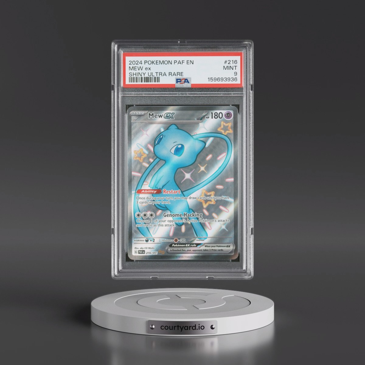 2024 Pokémon Paf EN-Paldean Fates #216 Mew EX - Holo Shiny Ultra Rare (PSA 9 MINT)