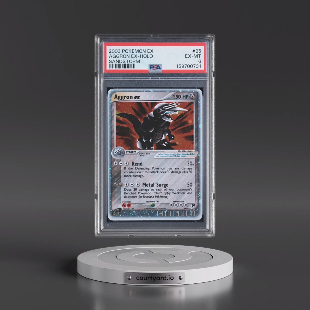 2003 Pokémon EX Sandstorm #95 Aggron EX - Holo Holo (PSA 6 EX-MT)