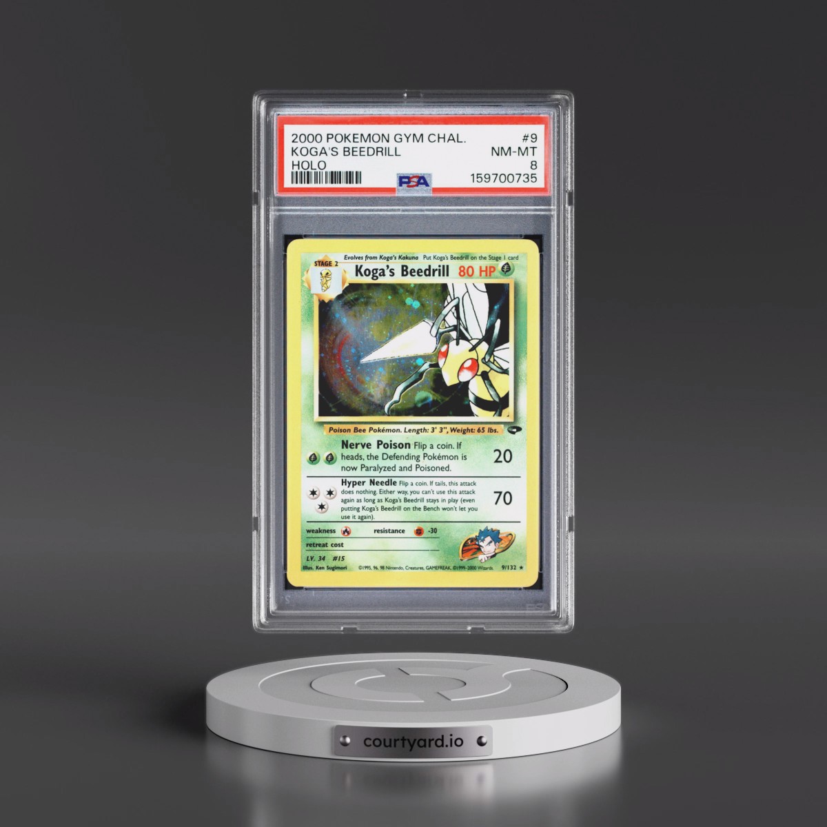 2000 Pokémon Gym Challenge #9 Koga's Beedrill - Holo (PSA 8 NM-MT)