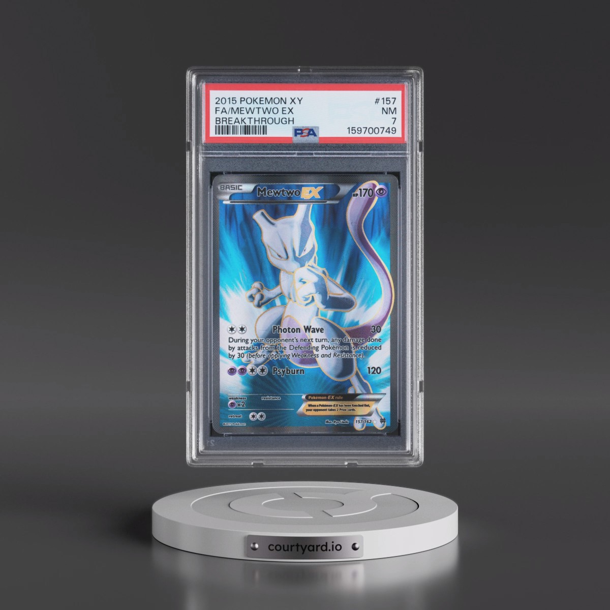 2015 Pokémon XY Breakthrough #157 Mewtwo EX - Holo Full Art (PSA 7 NM)