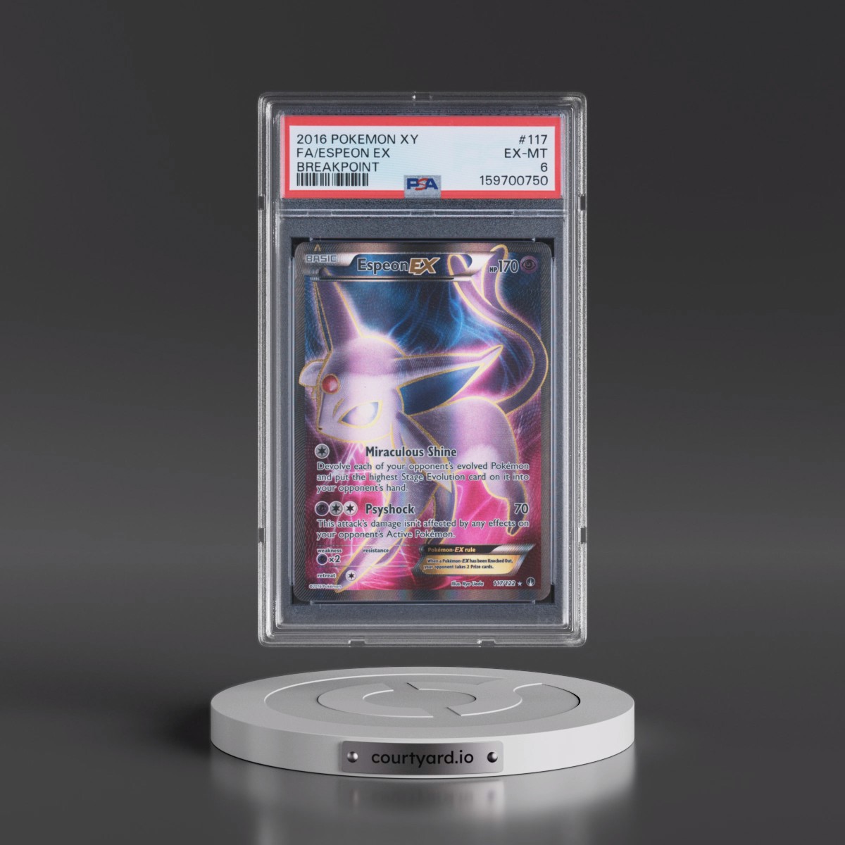 2016 Pokémon XY Breakpoint #117 Espeon EX - Holo Full Art (PSA 6 EX-MT)
