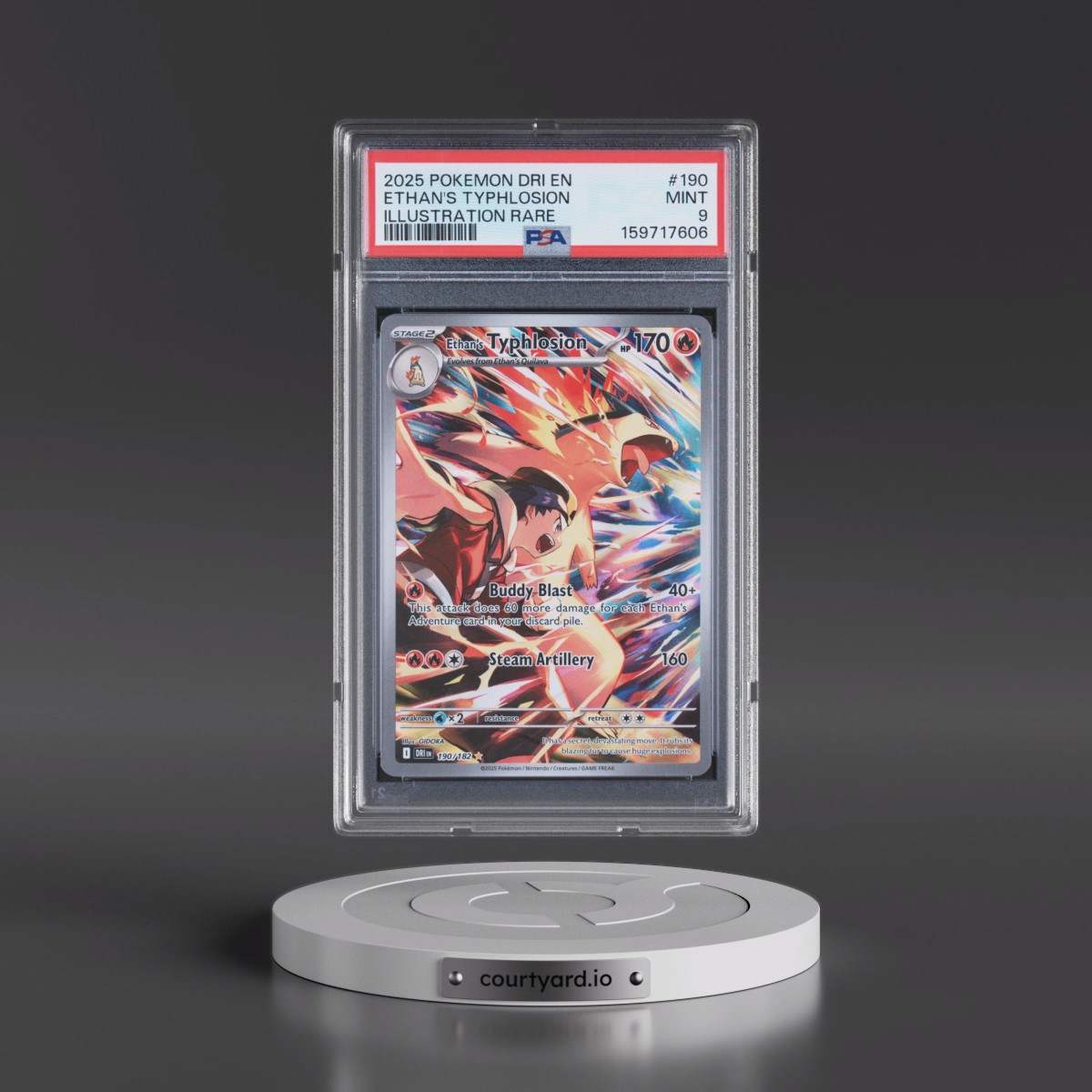 2025 Pokémon Dri EN-Destined Rivals #190 Ethan's Typhlosion - Illustration Rare (PSA 9 MINT)