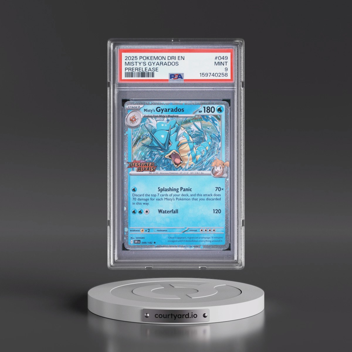 2025 Pokémon Dri EN-Destined Rivals #049 Misty's Gyarados - Prerelease (PSA 9 MINT)