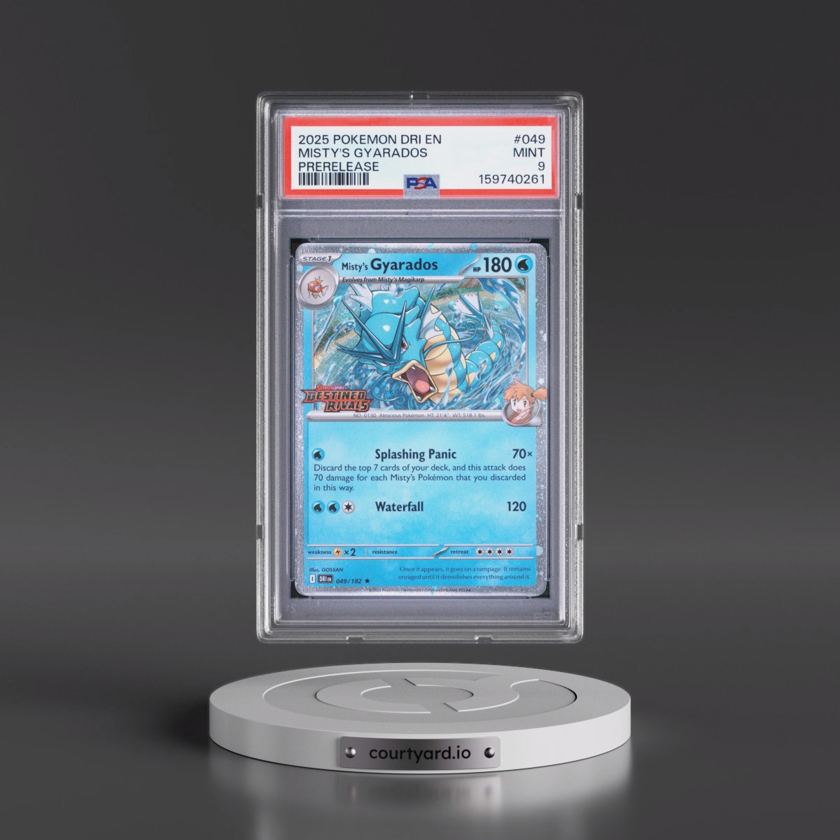 2025 Pokémon Dri EN-Destined Rivals #049 Misty's Gyarados - Prerelease (PSA 9 MINT)