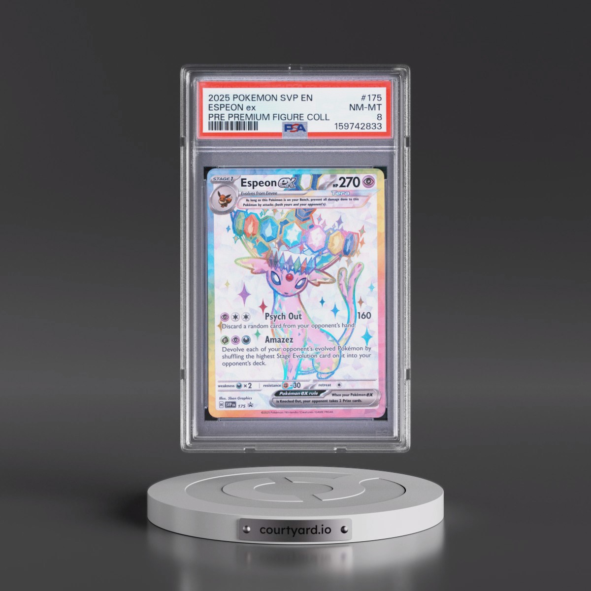 2025 Pokémon Svp EN-SV Black Star Promo #175 Espeon EX - Holo Prismatic Evolutions Premium Figure Collection (PSA 8 NM-MT)