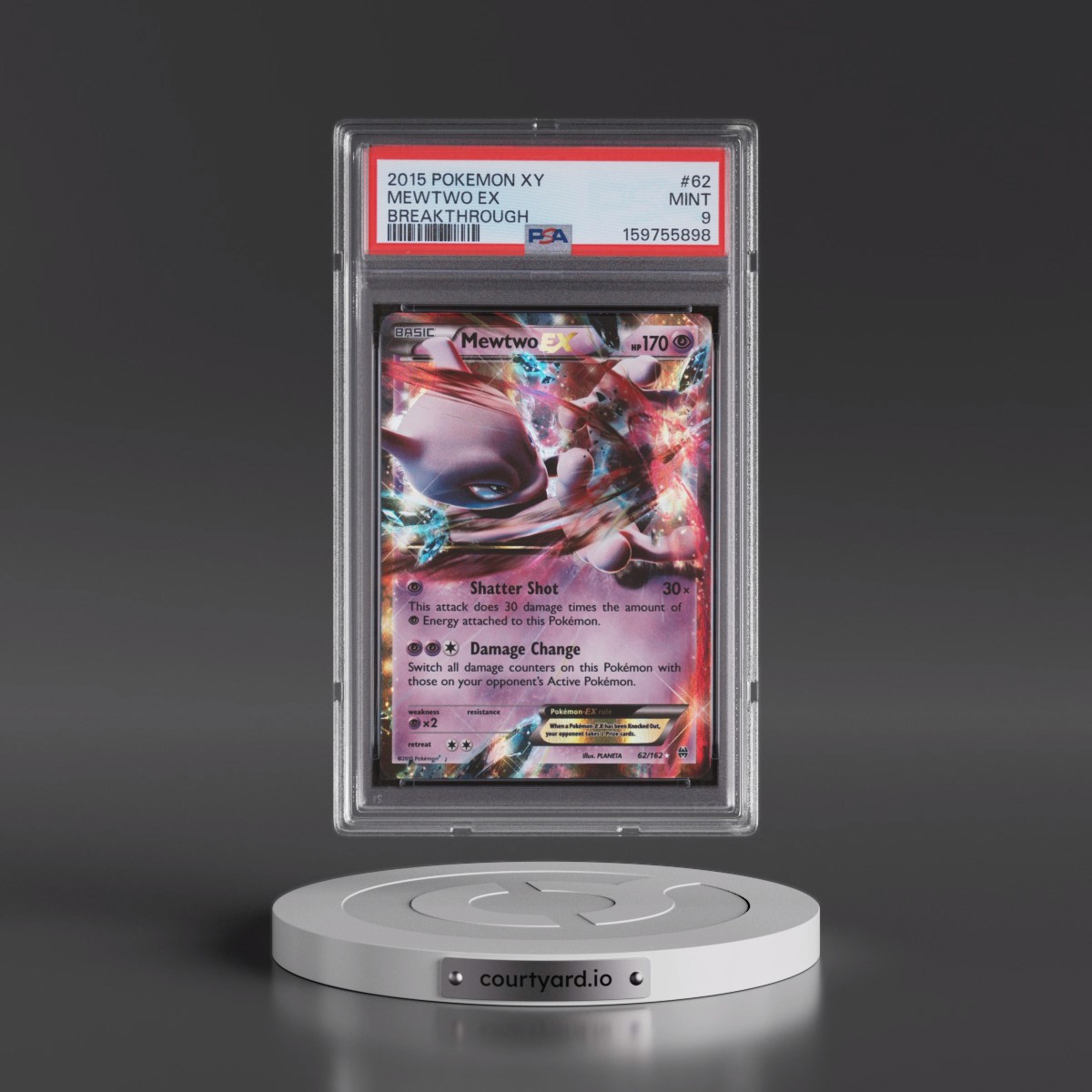 2015 Pokémon XY Breakthrough #62 Mewtwo EX - Holo (PSA 9 MINT)