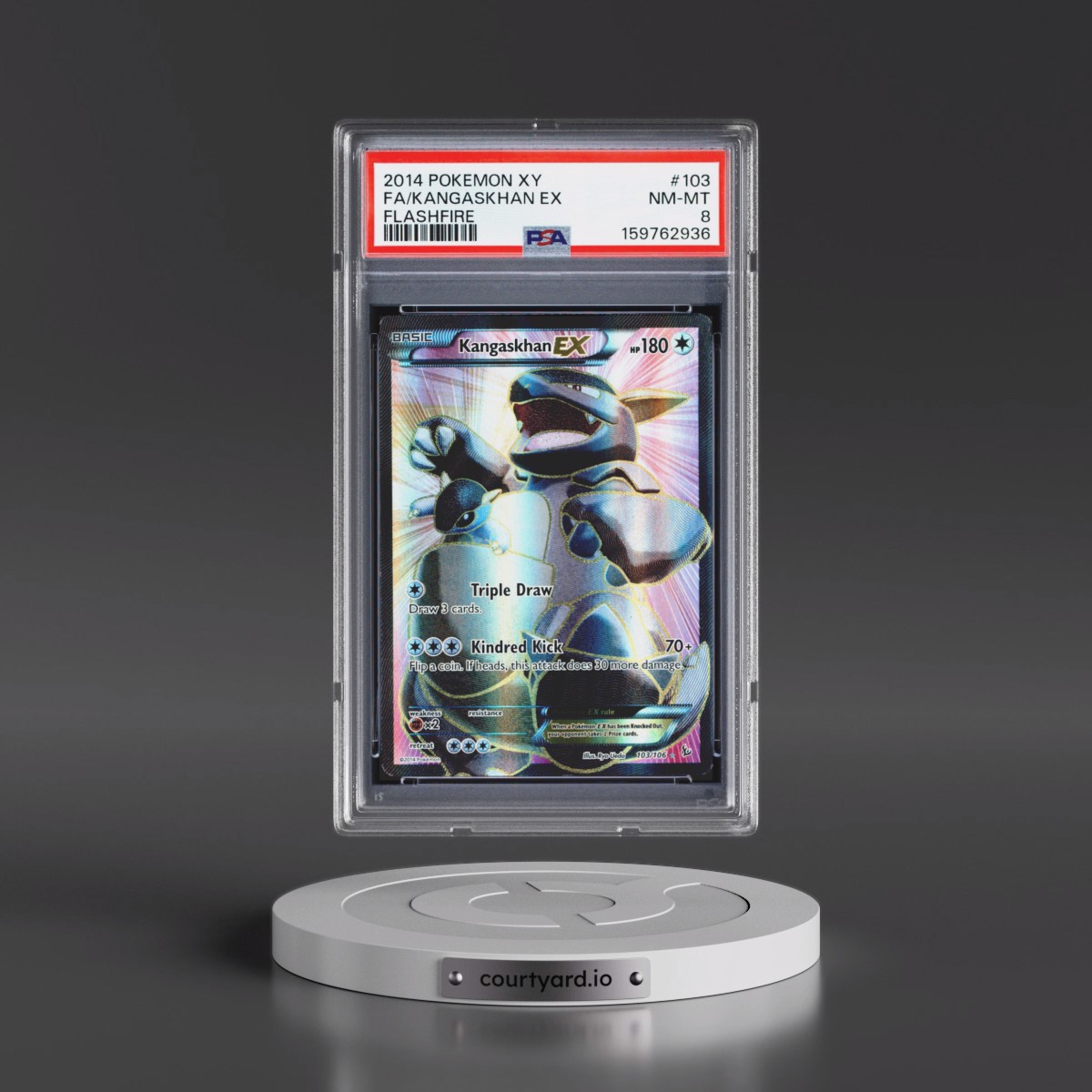 2014 Pokémon XY Flashfire #103 Kangaskhan EX - Holo Full Art (PSA 8 NM-MT)