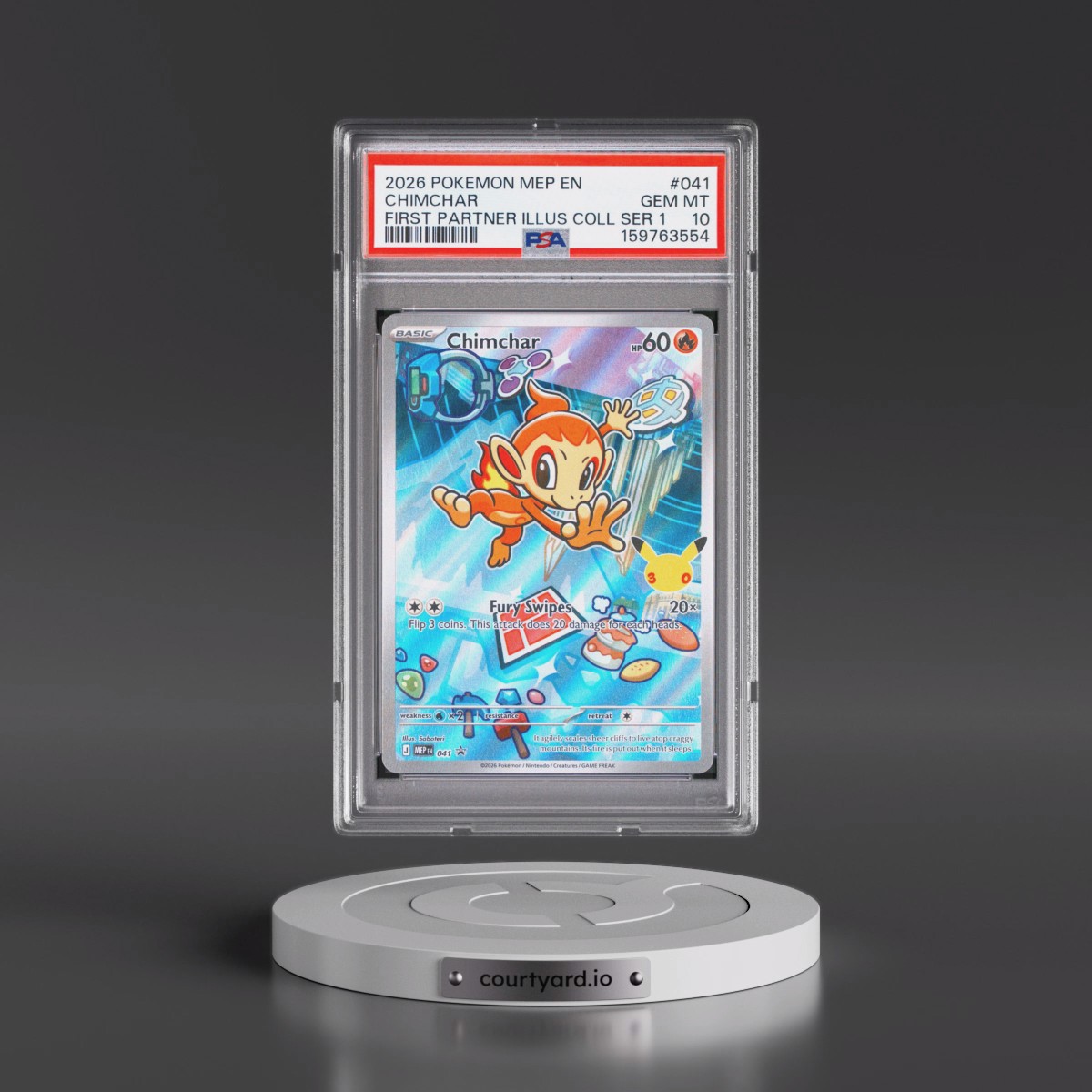 2026 Pokémon Mep EN-Me Black Star Promo #041 Chimchar - First Partner Illustration Collection Series 1 (PSA 10 GEM MINT)