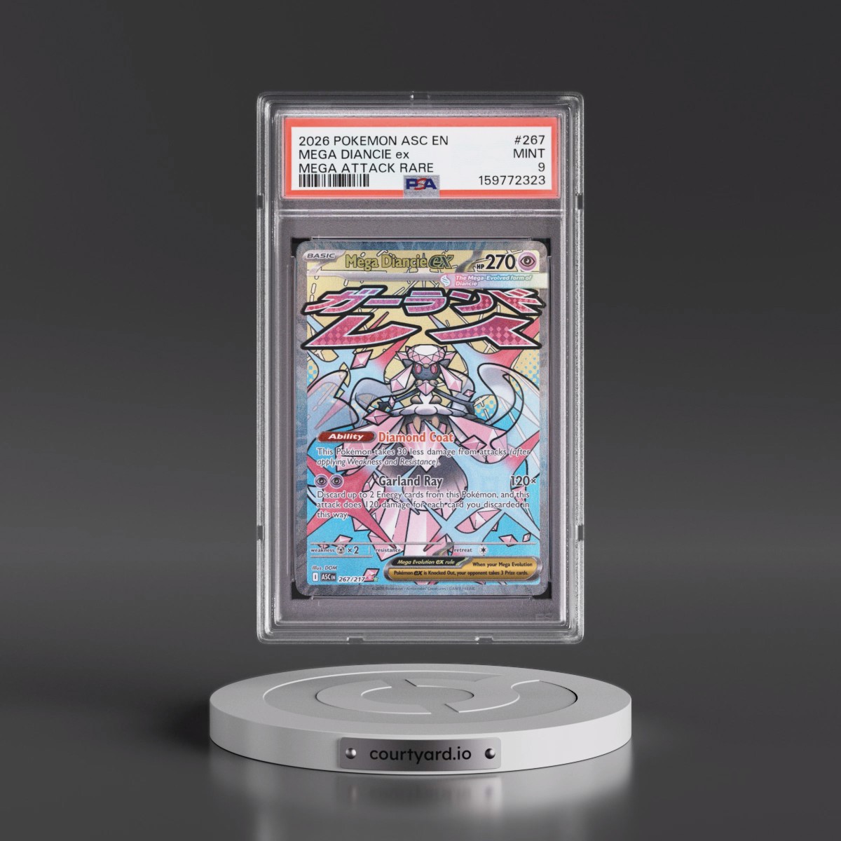 2026 Pokémon Asc EN-Ascended Heroes #267 Mega Diancie EX - Holo Mega Attack Rare (PSA 9 MINT)