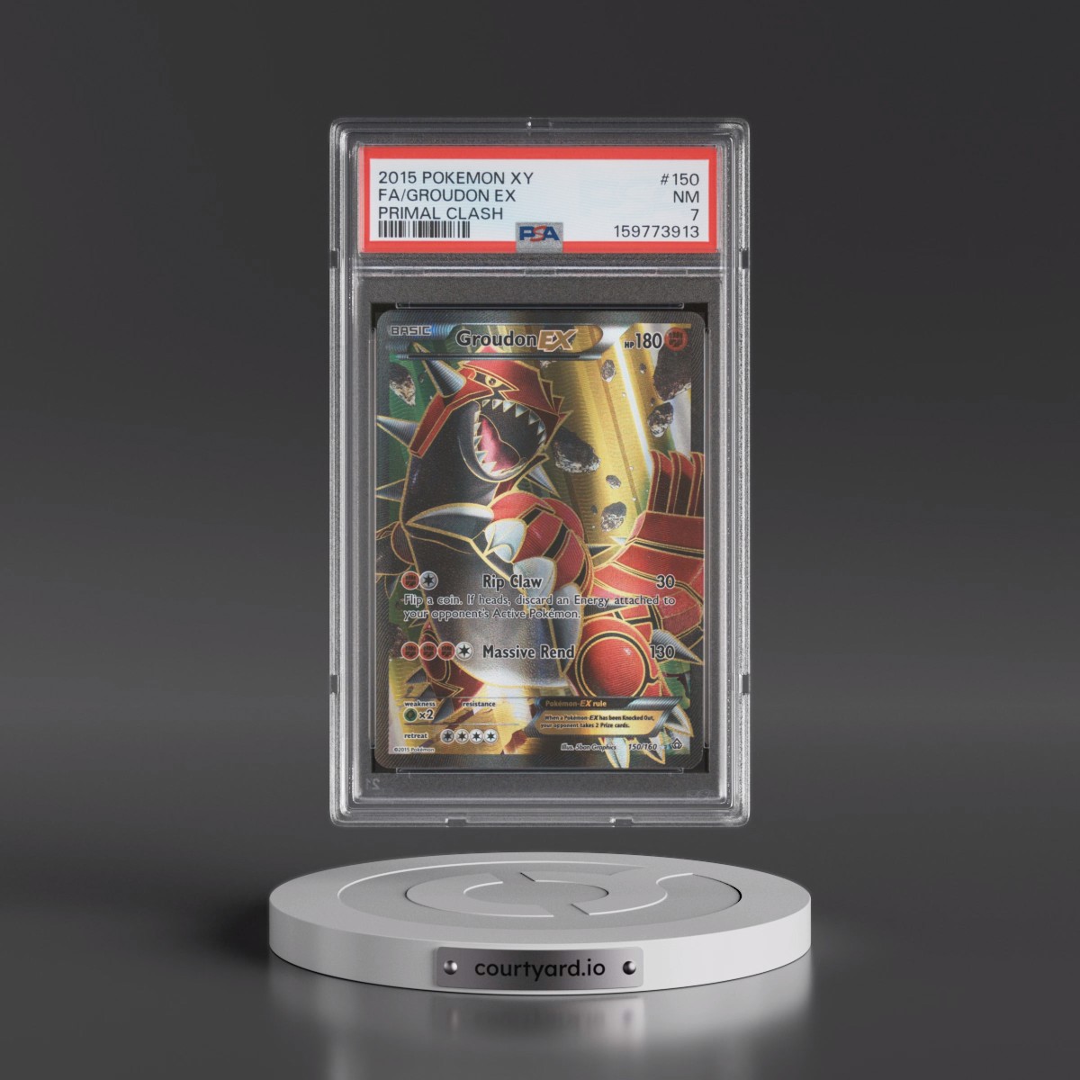 2015 Pokémon XY Primal Clash #150 Groudon EX - Holo Full Art (PSA 7 NM)