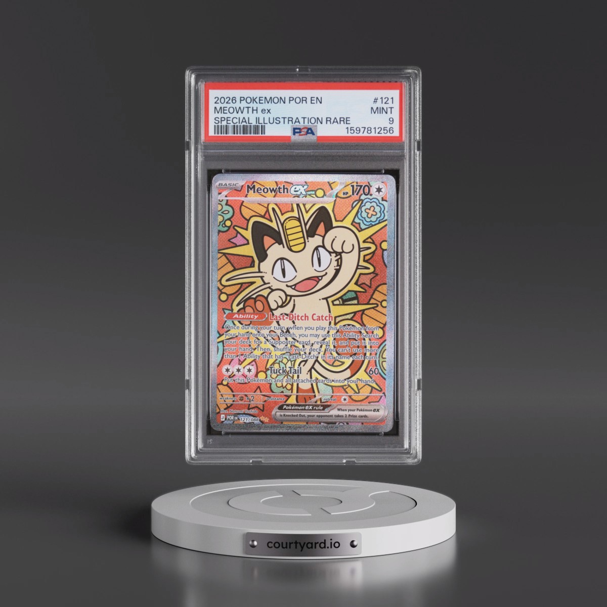 2026 Pokémon Por EN-Perfect Order #121 Meowth EX - Holo Special Illustration Rare (PSA 9 MINT)