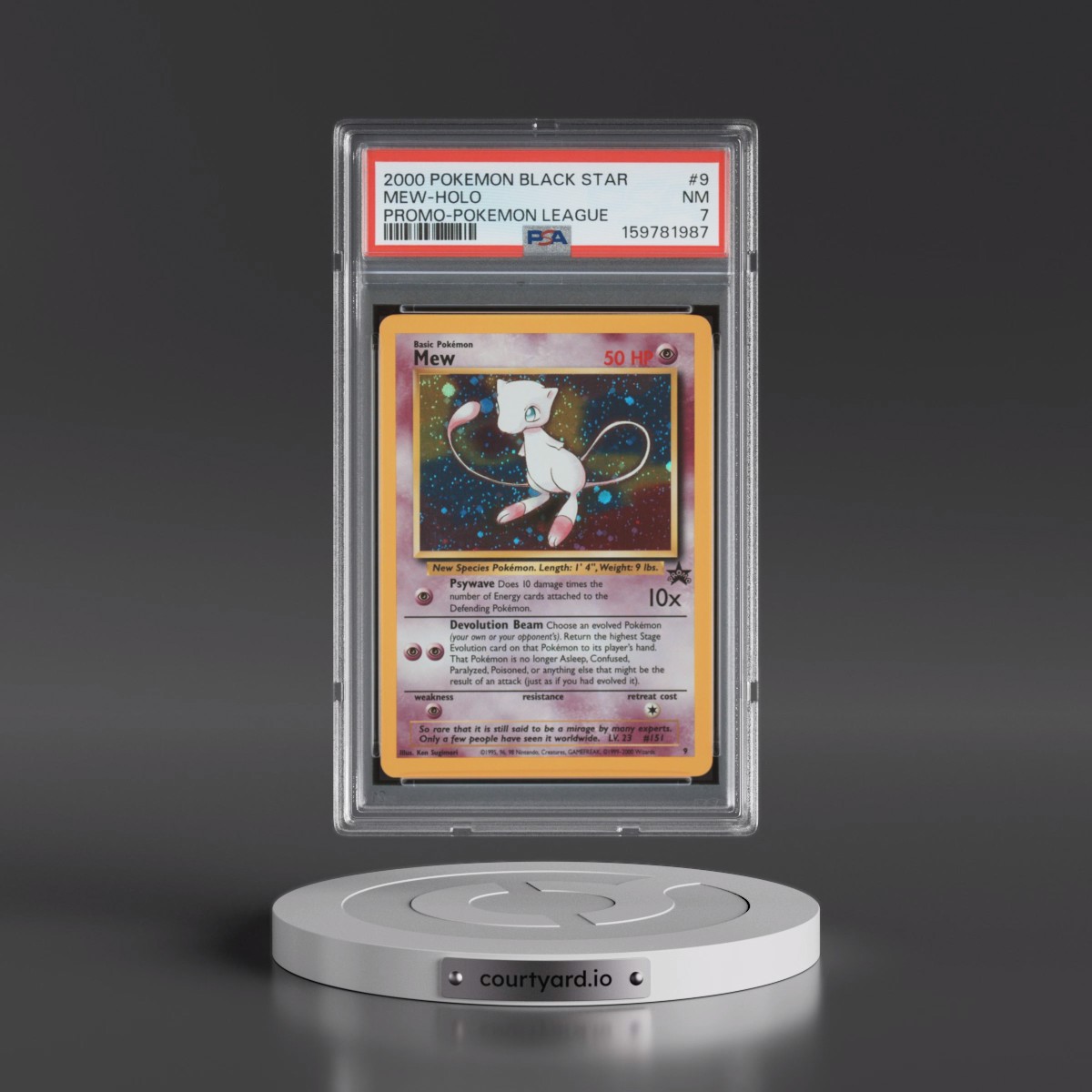 2000 Pokémon Promo Black Star #9 Mew - Holo Pokemon League (PSA 7 NM)