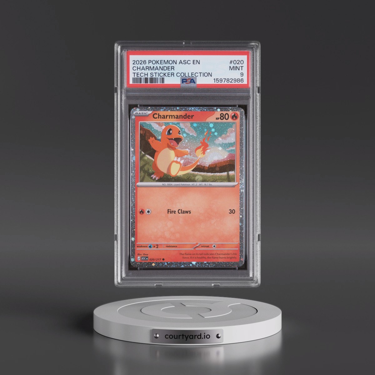 2026 Pokémon Asc EN-Ascended Heroes #020 Charmander - Tech Sticker Collection (PSA 9 MINT)
