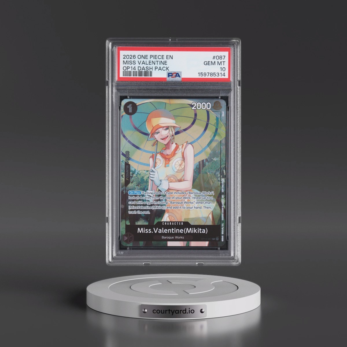 2026 One Piece the Azure Sea's Seven Dash Pack #087 Miss Valentine (PSA 10 GEM MINT)