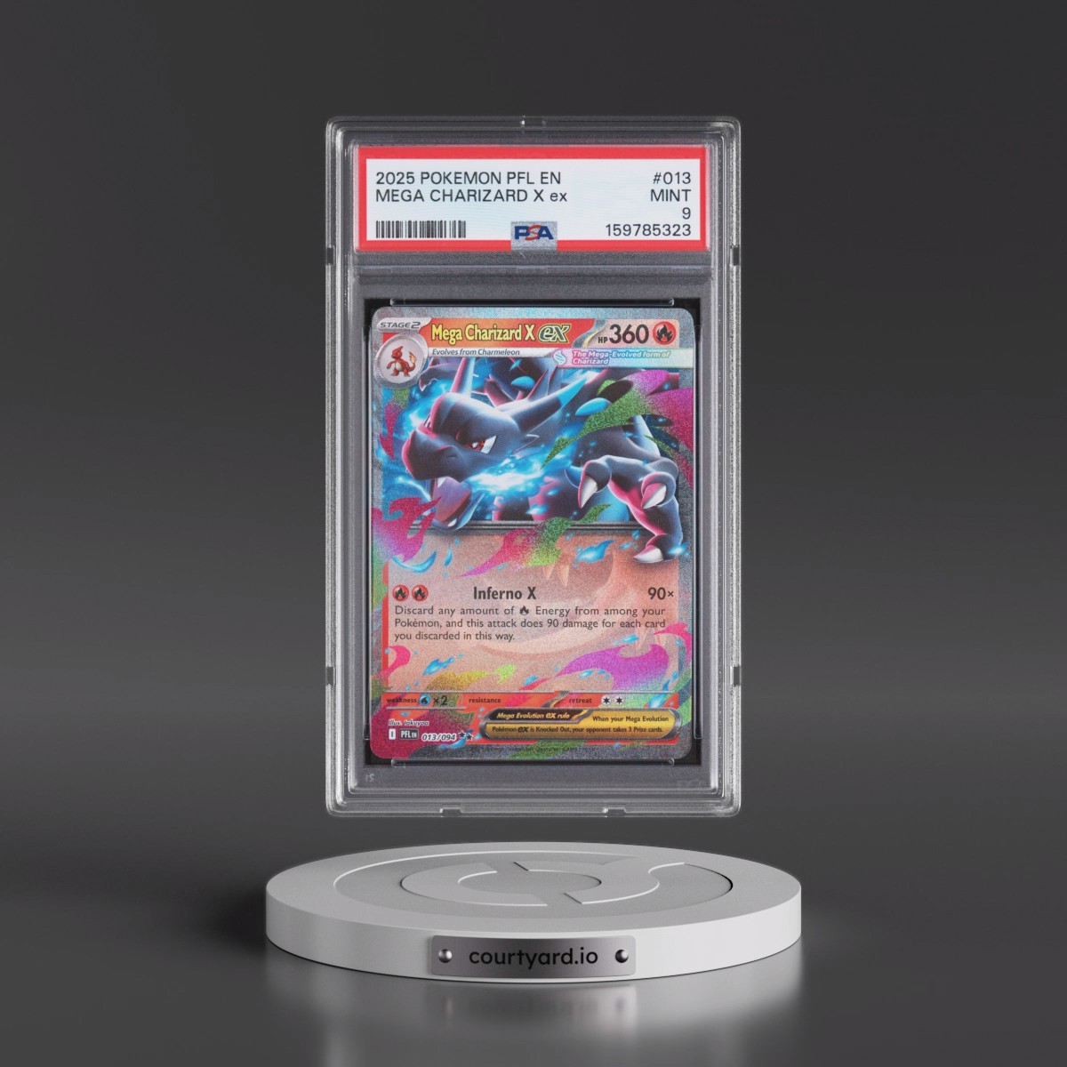 2025 Pokémon Pfl EN-Phantasmal Flames #013 Mega Charizard X EX - Holo (PSA 9 MINT)