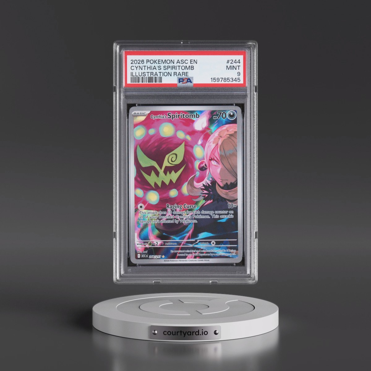 2026 Pokémon Asc EN-Ascended Heroes #244 Cynthia's Spiritomb - Illustration Rare (PSA 9 MINT)